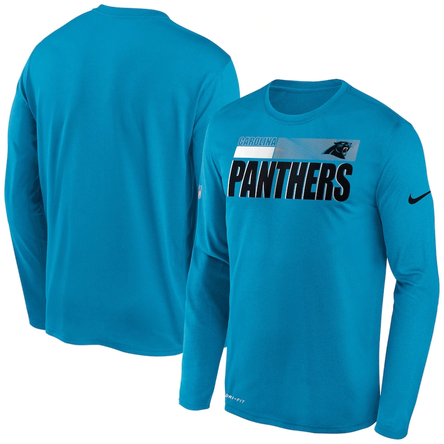 Men's Carolina Panthers 2020 Blue Sideline Impact Legend Performance Long Sleeve T-Shirt
